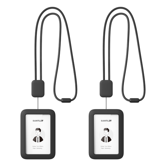 SANTLET ブラック 横型IDカードホルダー 2個セット